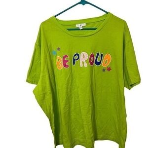 Womens BP Size 2X Be Proud Graphic Tee Colorful Star Accents‎ Crew Neck T-Shirt